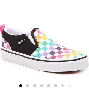 Vans Asher Rainbow Check Slip-on Sneaker. NWT